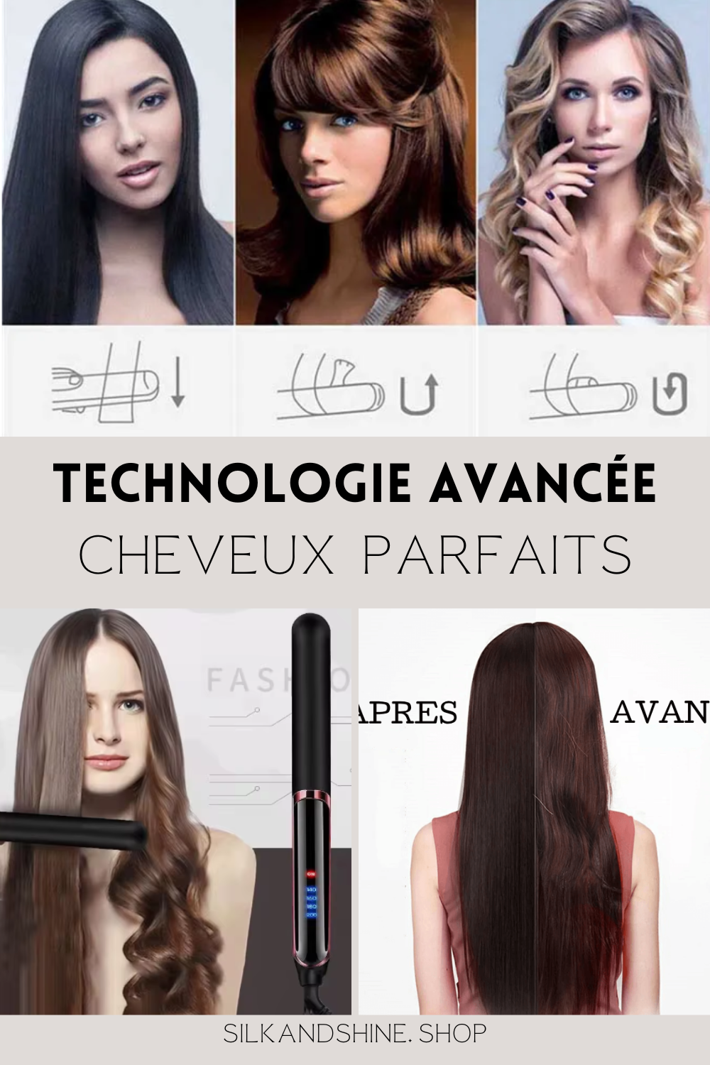 Nous comprenons que chaque type de cheveux est unique, c'est pourquoi notre SilkTress™ propose quatre niveaux de température réglables. Que vos cheveux soient fins, normaux, épais ou difficiles à coiffer, vous pouvez choisir la température idéale pour éviter les dommages thermiques tout en obtenant un lissage impeccable. 

Les températures sont facilement ajustables grâce à un écran LCD intuitif qui vous permet de contrôler votre coiffure avec précision.

Notre SilkTress™ a été conçu pour vous apporter une 